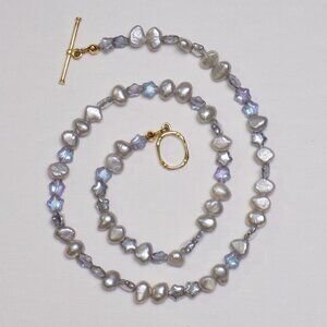 new! handmade baroque pearl choker with glass star beads celestial fairy